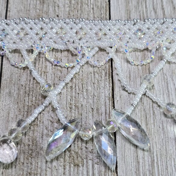 Handmade 925 Sterling Silver Crystal Inspired Glass Necklace Earring Set White - Picture 14 of 14